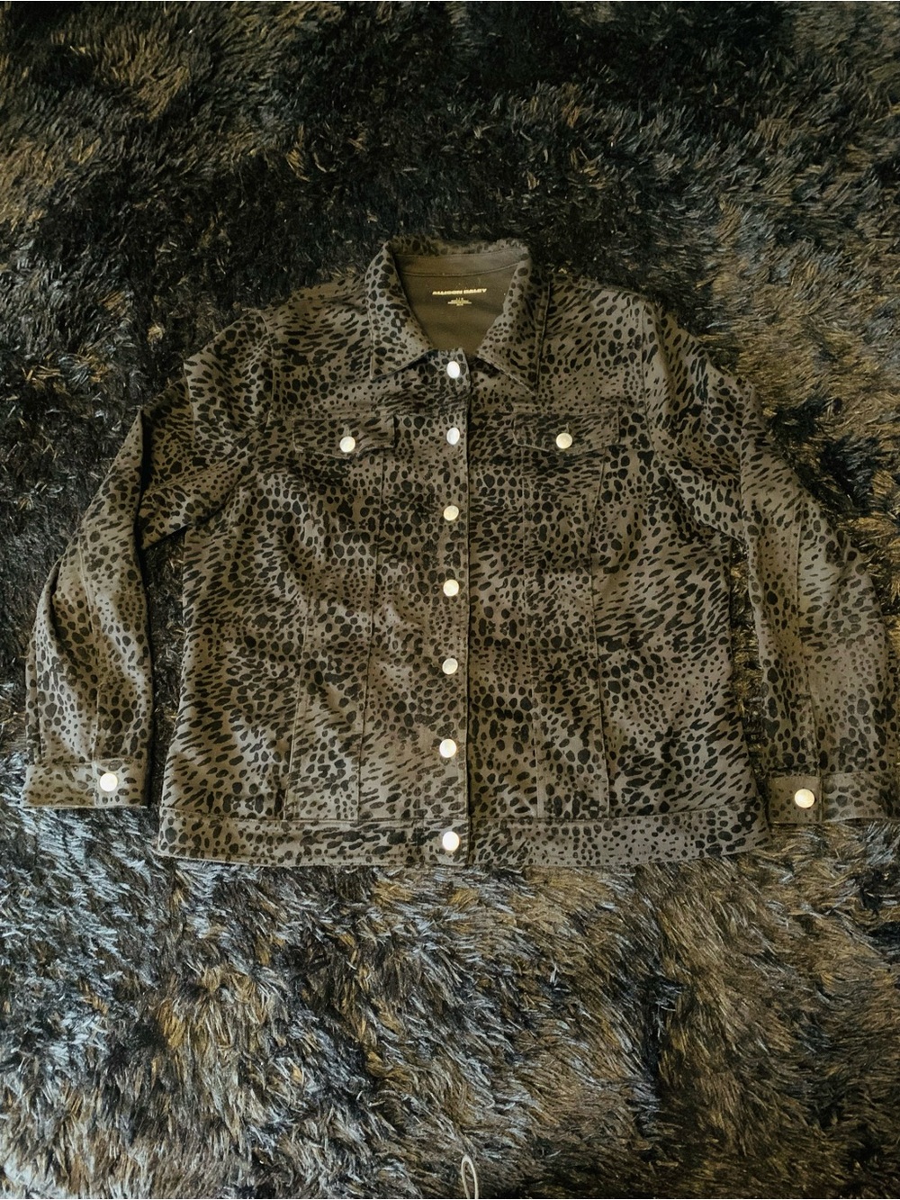 Allison Daley Black Leopard Print Vintage  Jacket Women’s Large